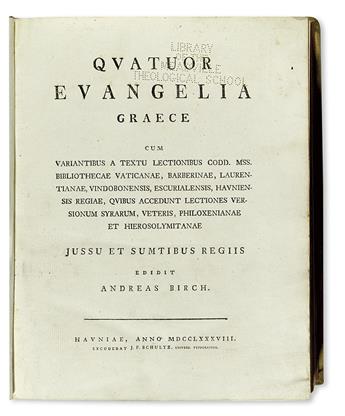 BIBLE IN GREEK.  Quatuor Evangelia Graece.  1788